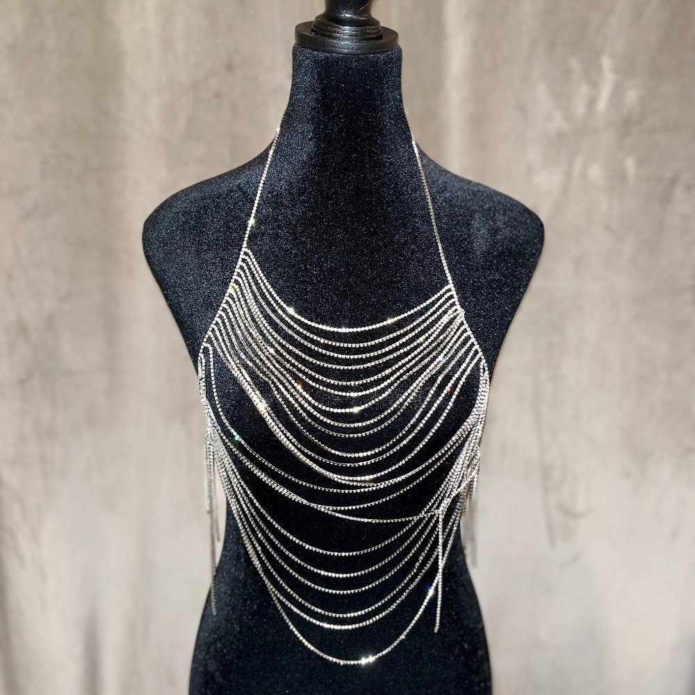 ZARA WOMAN NWT FA22 RHINESTONE SPARKLY TOP SILVER ONE SIZE 1758/704